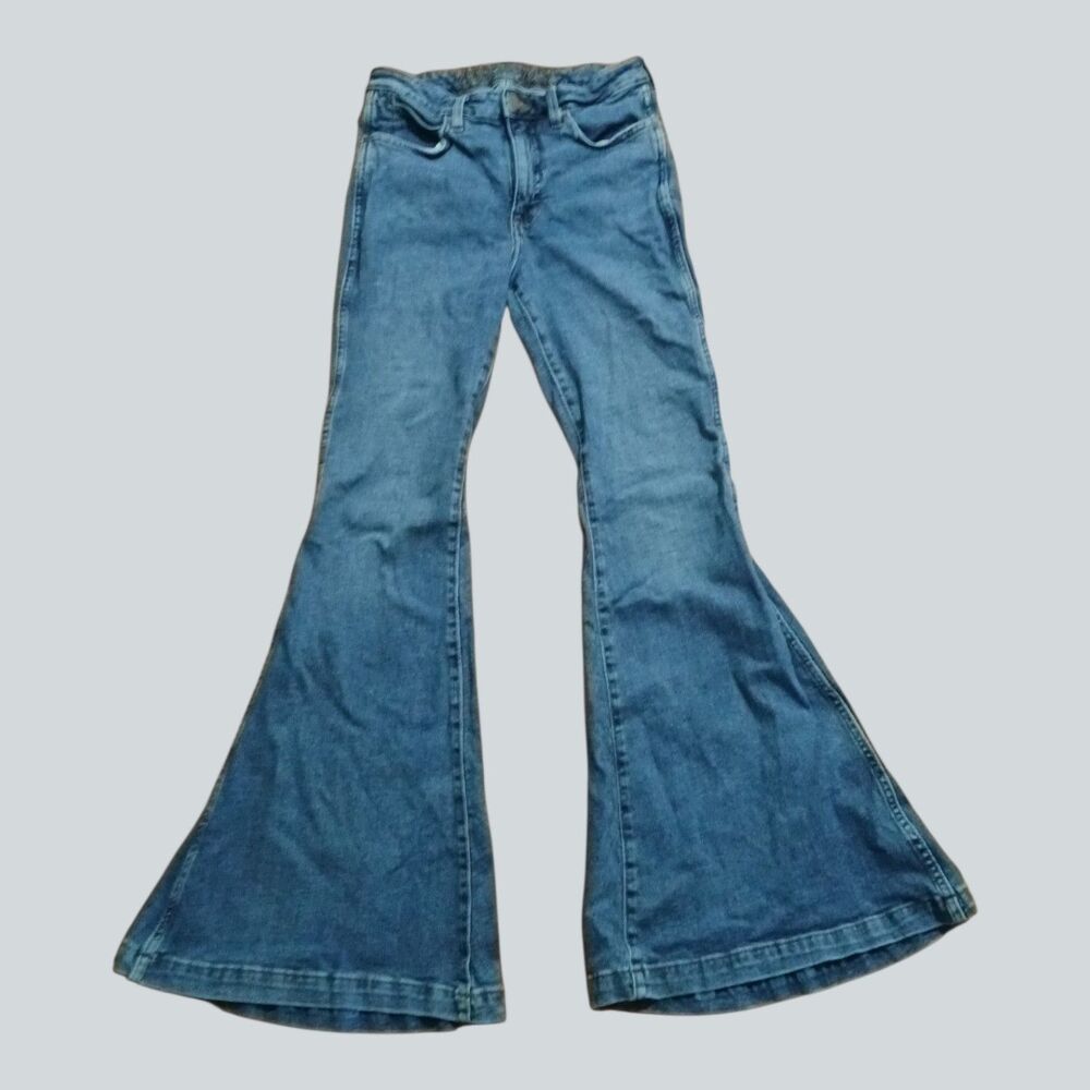 Wrangler Womens 29x34 High Rise Flare Jeans Light Wash Stretch Bell Bottom Denim